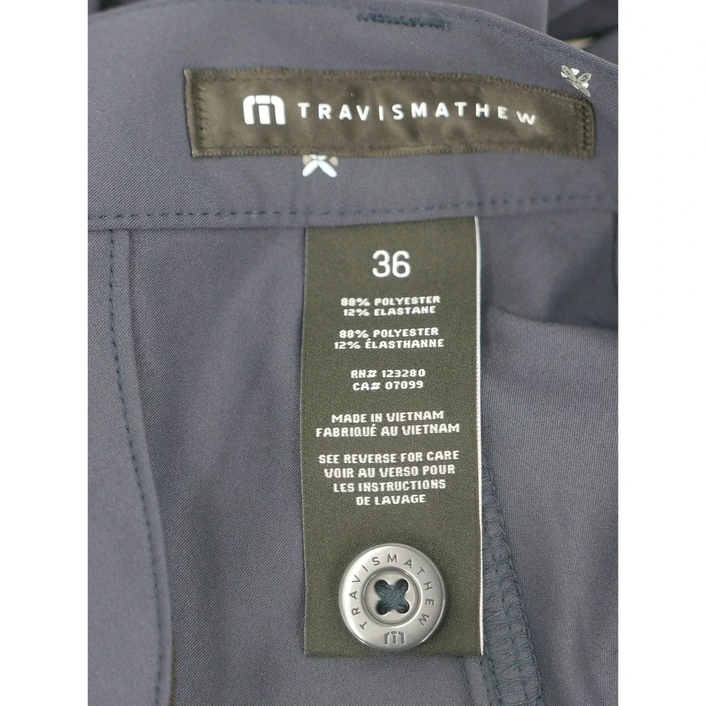 Travis Mathew Shorts Mens 36 Blue Micro Geo Print Stretch Golf Chino Casual